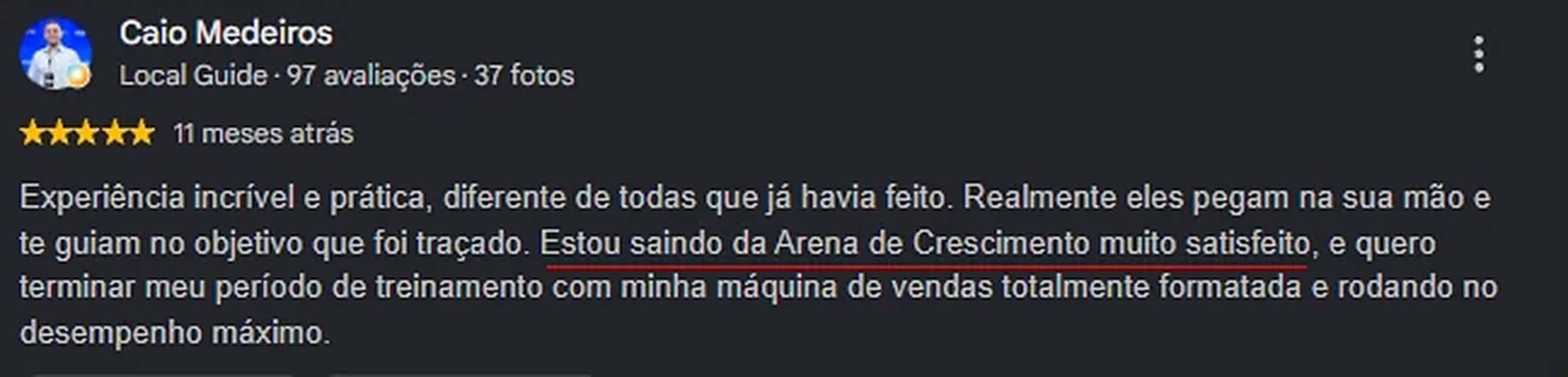 Depoimento de Caio Medeiros sobre a Arena de Crescimento