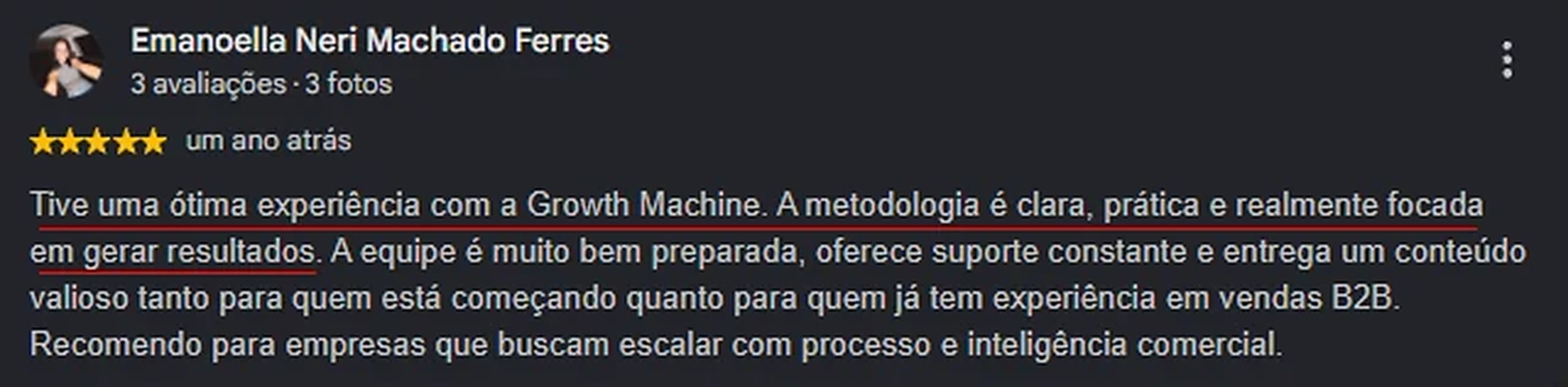 Depoimento de Emanoella Neri Machado Ferres sobre a Arena de Crescimento